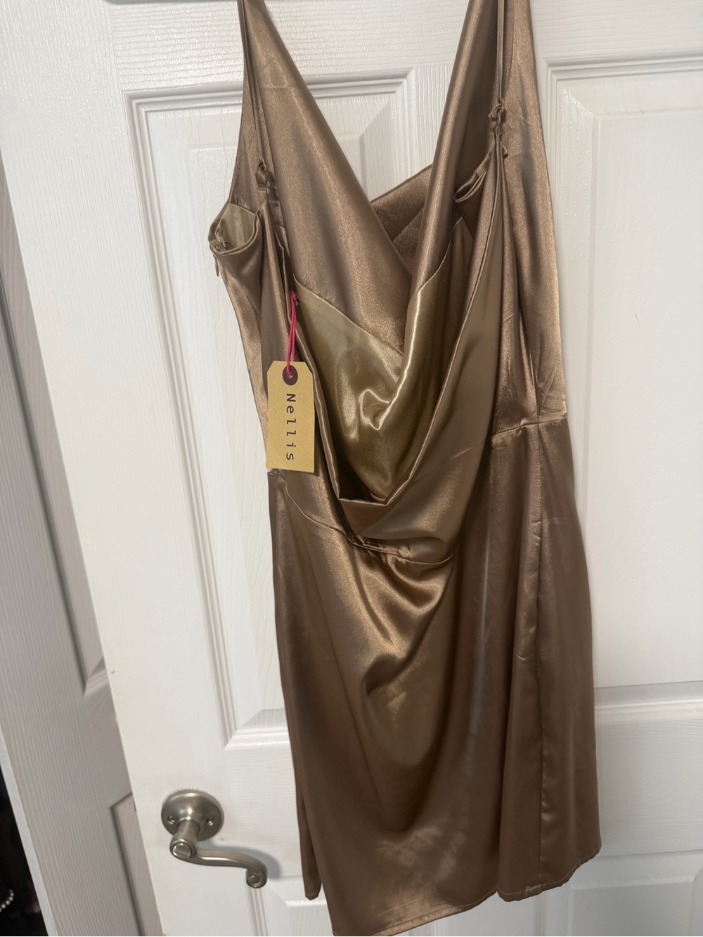 Bronze Satin Cowl Neck Slip Dress from Akira